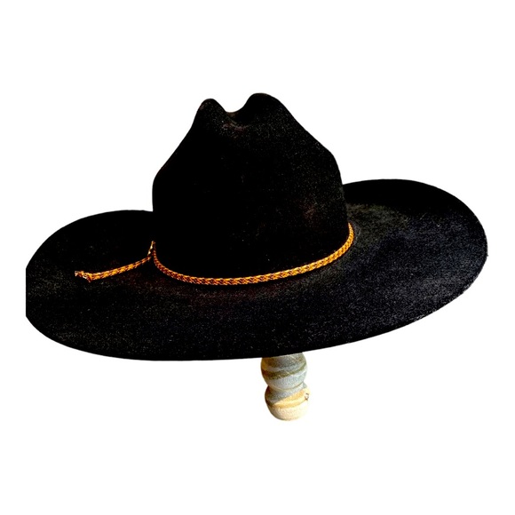 Tuff Hedeman Black Merino Wool Felt Cowboy Hat - Picture 9 of 11
